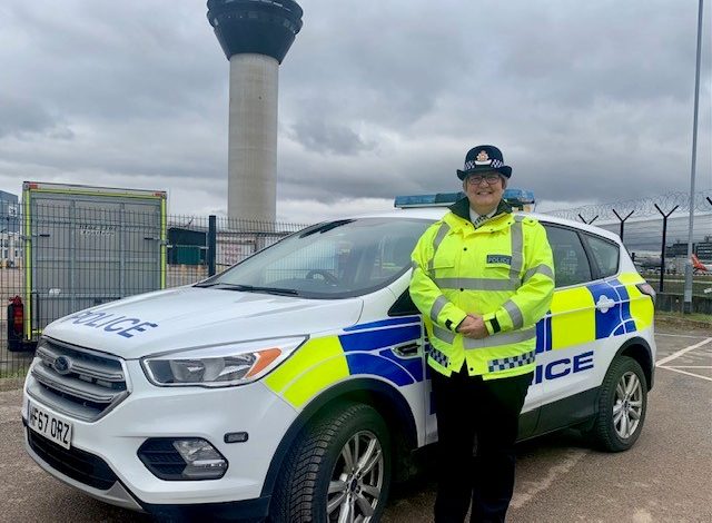 Superintendent Helen Caldbeck on patrol at Manchester Airport