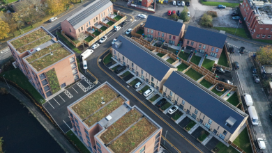 Aerial shot of the new social housing development in Newton Heath