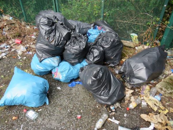 Bags of dumped rubbish