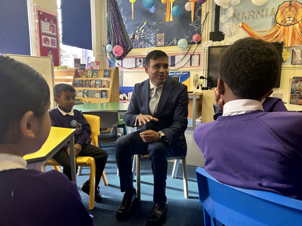 Cllr Ali talked to the pupils about his role