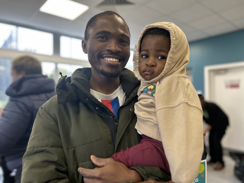 Dad Abdulkareem Ambali at the drop-in with his baby boy