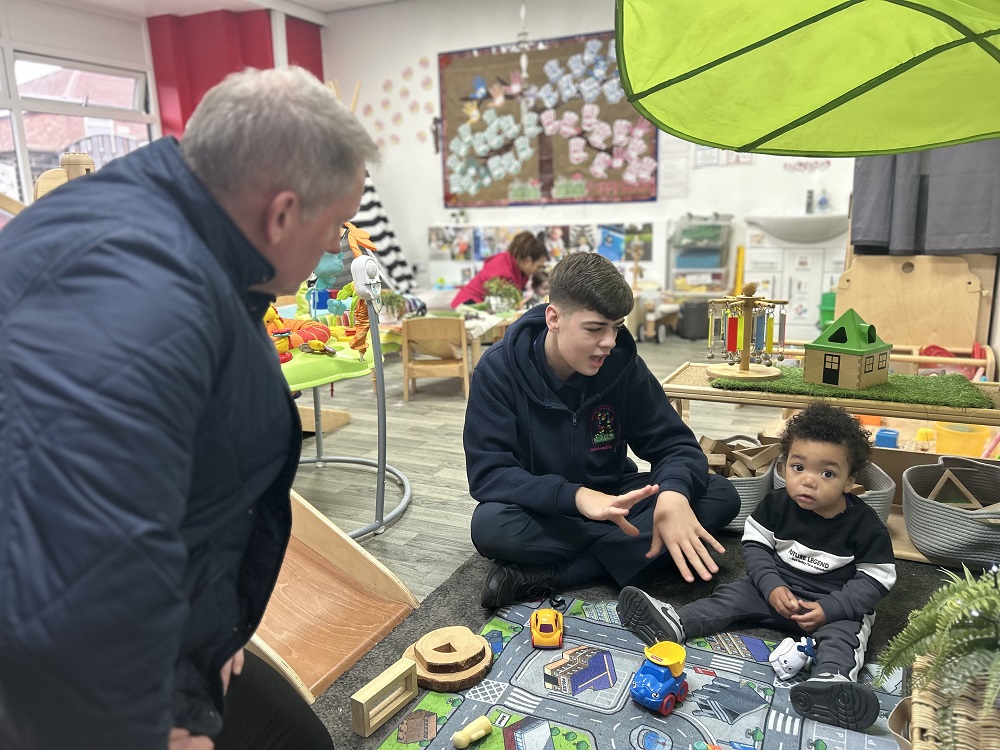 Harley with Matt Bulmer, Director of Education, Skills and Lifelong Learning at Oldham Council