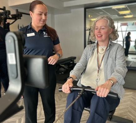 Public Health Director Rebecca Fletcher tried out the rowing machine