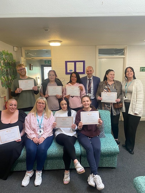 Parents celebrating completing the Nurture programme at Coalshaw Green Family Centre