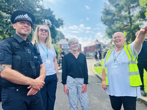 Councillor Elaine Taylor, Oldham Council’s Deputy Leader and Cabinet Member for Neighbourhoods, and Greater Manchester Deputy Mayor for Safer and Stronger Communities, Kate Green, with Cllr Angela Cosgrove of Friends of Stoneleigh Park