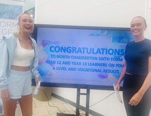 Identical twins Francesca and Danielle Hulme were delighted with their results 