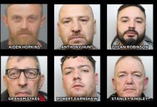 Mugshots of the six who have been given jail time