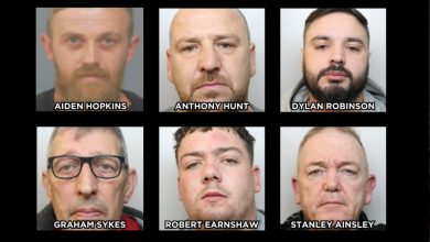 Mugshots of the six who have been given jail time