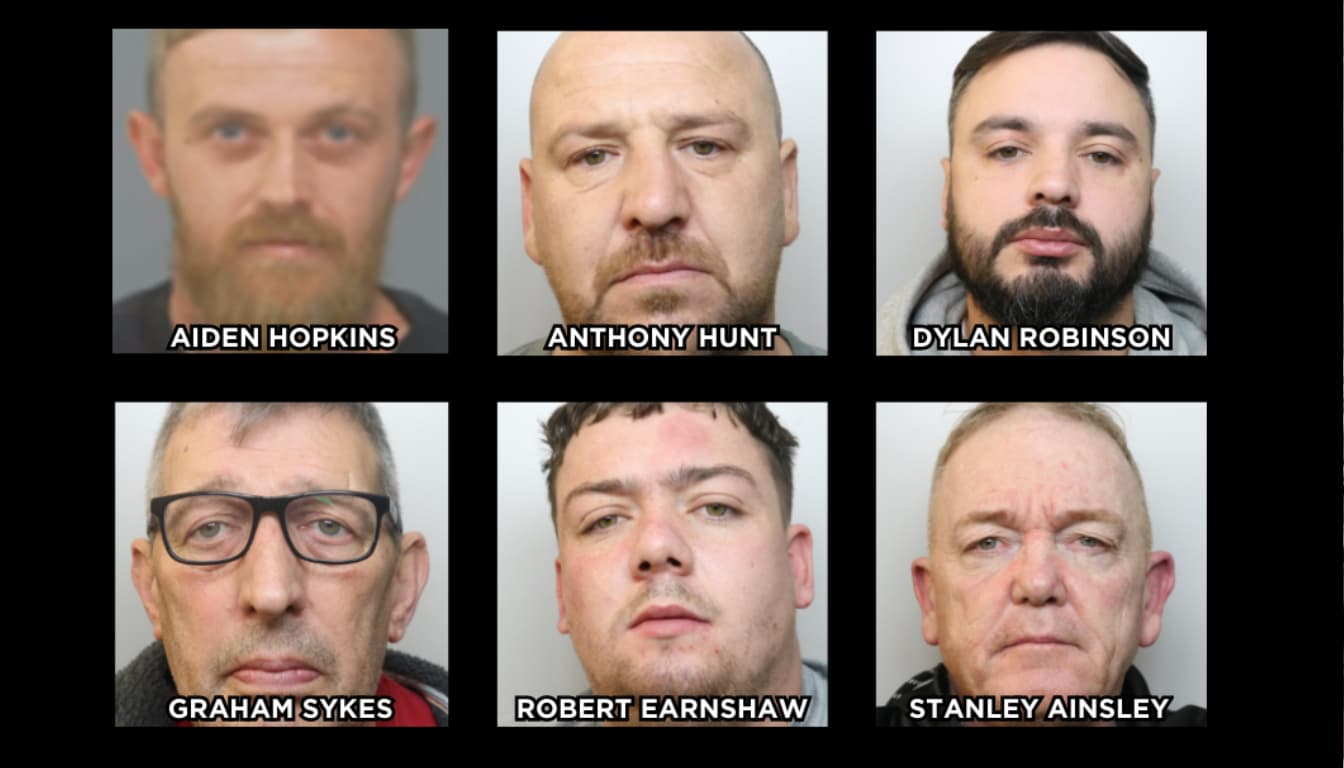 Mugshots of the six who have been given jail time