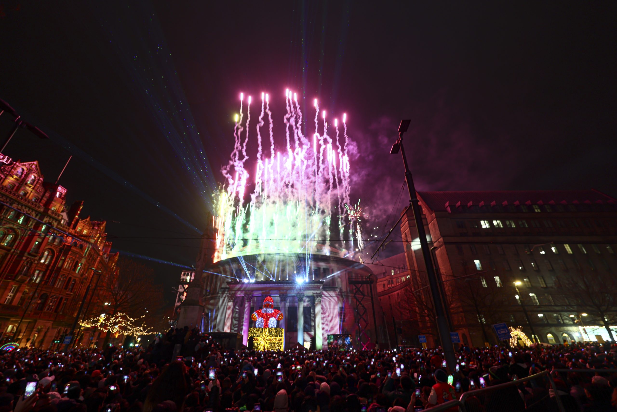 Tens of thousands turn out to celebrate New Year in Manchester with spectacular firework display